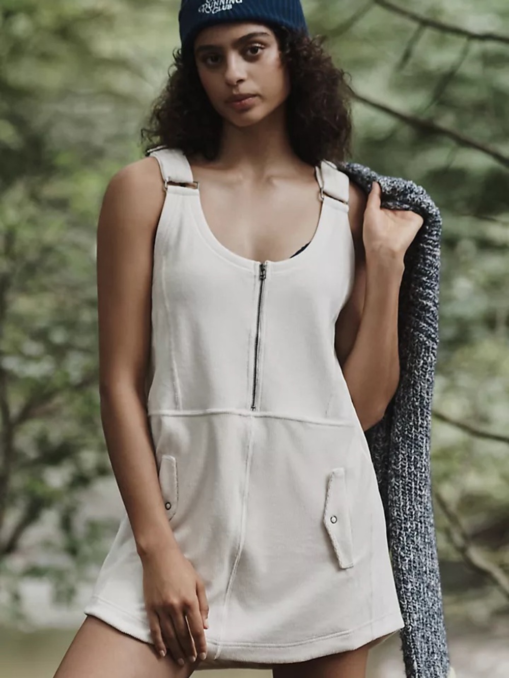 Anthropologie Daily Practice Soft Corded Jockey Mini Overall Dress Ivory XL NWT
